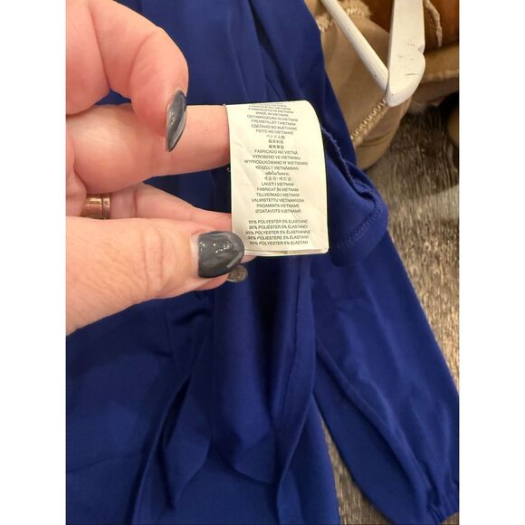 Michael Michael Kors Royal Blue Gold Zip Uo Blouse sz 3X - Picture 8 of 8